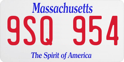 MA license plate 9SQ954