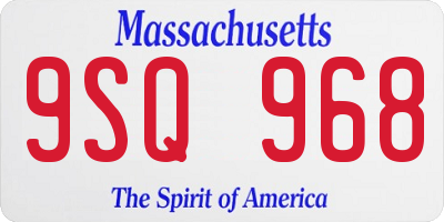 MA license plate 9SQ968