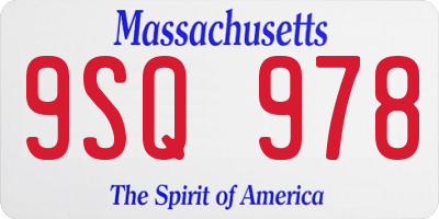 MA license plate 9SQ978