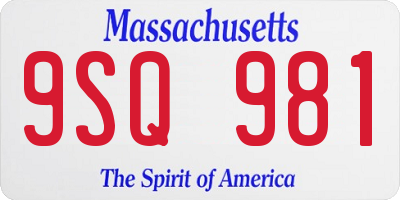 MA license plate 9SQ981