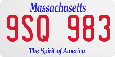 MA license plate 9SQ983