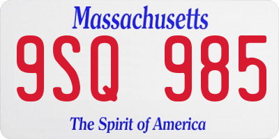 MA license plate 9SQ985
