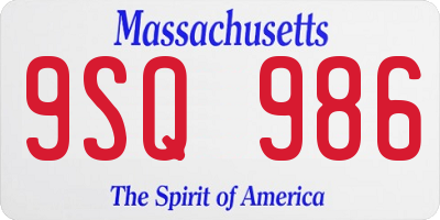 MA license plate 9SQ986
