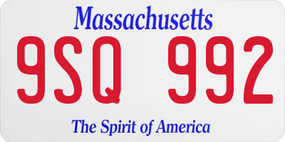MA license plate 9SQ992