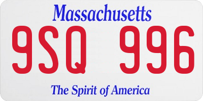 MA license plate 9SQ996