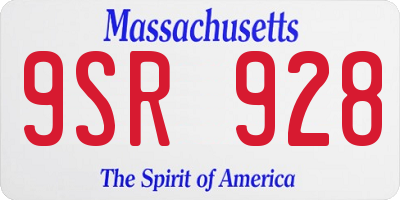 MA license plate 9SR928