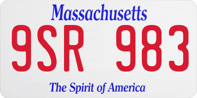 MA license plate 9SR983