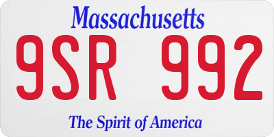 MA license plate 9SR992