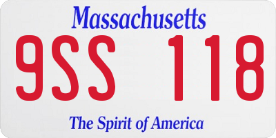 MA license plate 9SS118