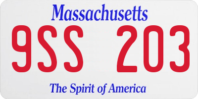 MA license plate 9SS203