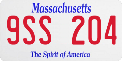 MA license plate 9SS204