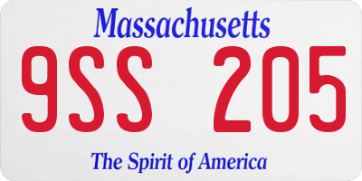 MA license plate 9SS205