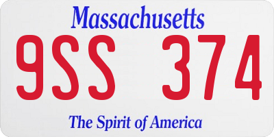 MA license plate 9SS374