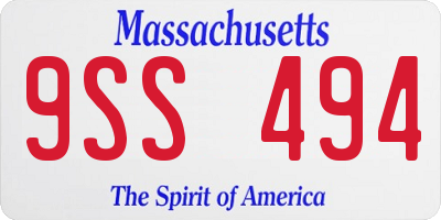 MA license plate 9SS494