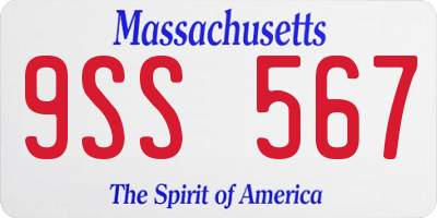 MA license plate 9SS567