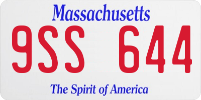 MA license plate 9SS644