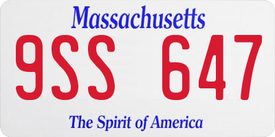 MA license plate 9SS647