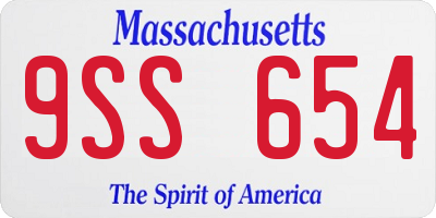 MA license plate 9SS654