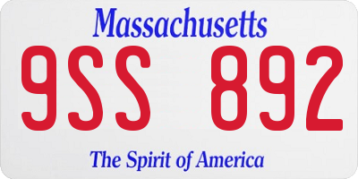 MA license plate 9SS892