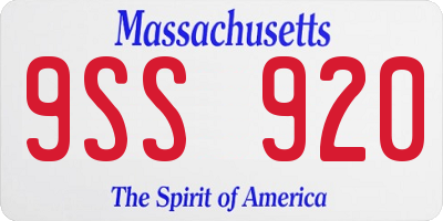 MA license plate 9SS920