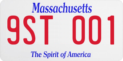 MA license plate 9ST001