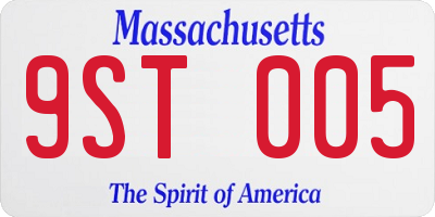 MA license plate 9ST005