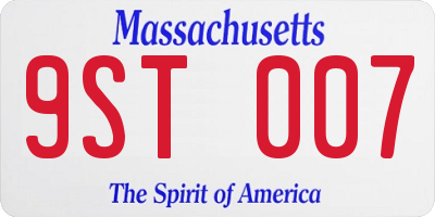 MA license plate 9ST007