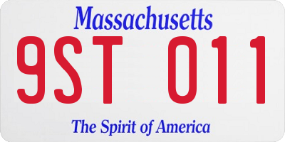 MA license plate 9ST011