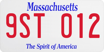 MA license plate 9ST012