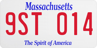 MA license plate 9ST014