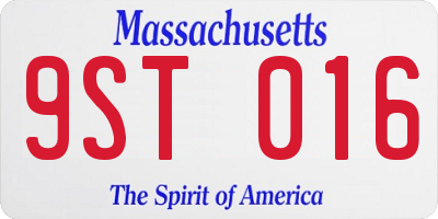 MA license plate 9ST016
