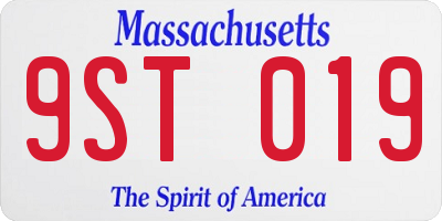 MA license plate 9ST019
