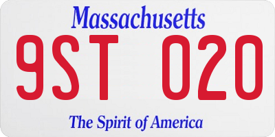 MA license plate 9ST020