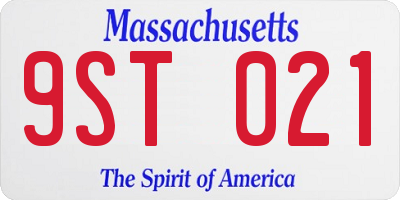 MA license plate 9ST021