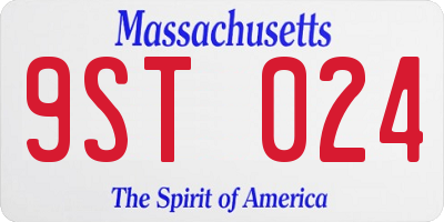 MA license plate 9ST024