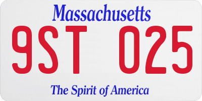 MA license plate 9ST025