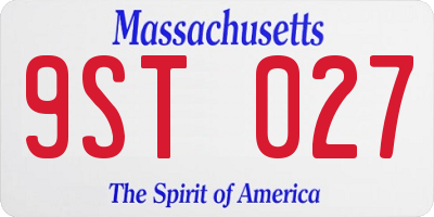MA license plate 9ST027