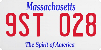 MA license plate 9ST028