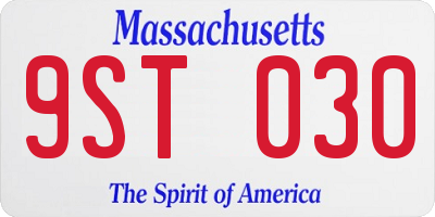MA license plate 9ST030