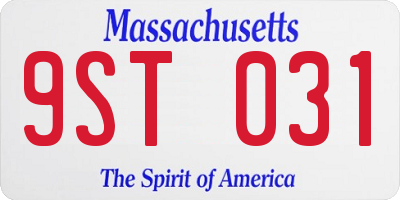 MA license plate 9ST031