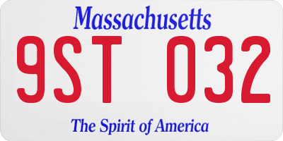 MA license plate 9ST032
