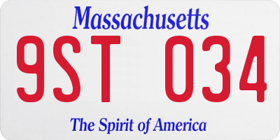 MA license plate 9ST034