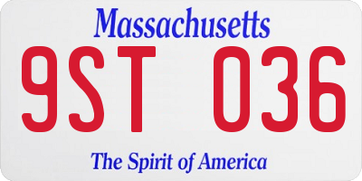 MA license plate 9ST036