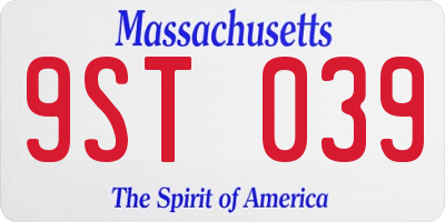 MA license plate 9ST039