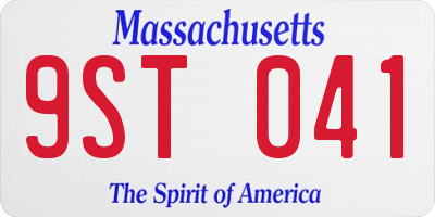 MA license plate 9ST041