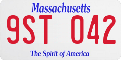 MA license plate 9ST042