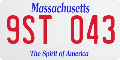 MA license plate 9ST043