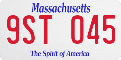 MA license plate 9ST045
