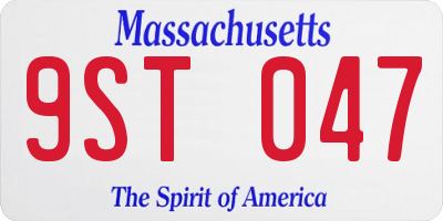 MA license plate 9ST047