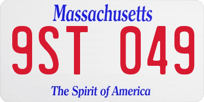 MA license plate 9ST049
